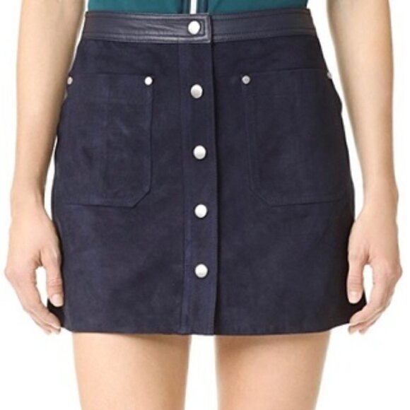 Rag & Bone | Siggy Goat Leather Snap Button Front Mini Skirt Lamb Leather Size 4 - Picture 14 of 14